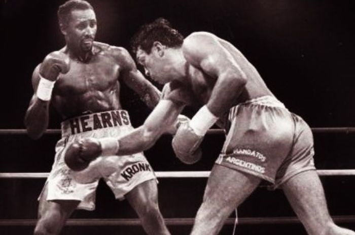 Duel bersejarah Thomas Hearns vs Juan Roldan pada 29 Oktober 1987 di Las Vegas. 