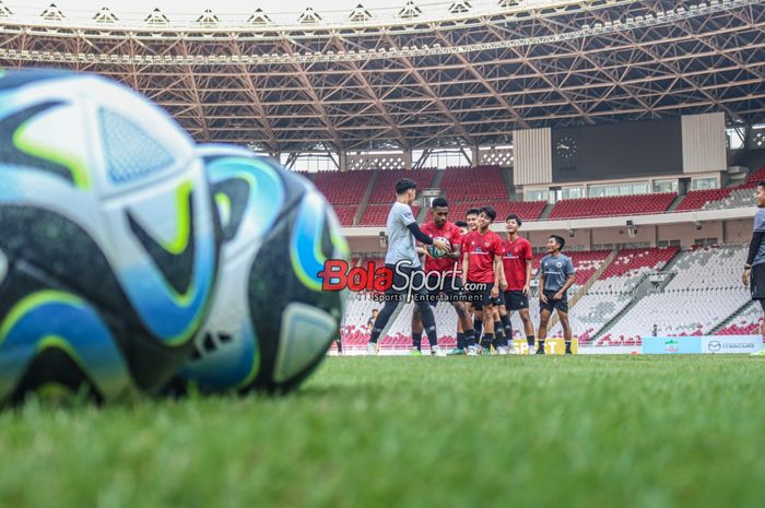 Welber Jardim saat mengikuti sesi latihan timnas U-17 Indonesia di Stadion Utama Gelora Bung Karno, Senayan, Jakarta, Senin (30/10/2023).