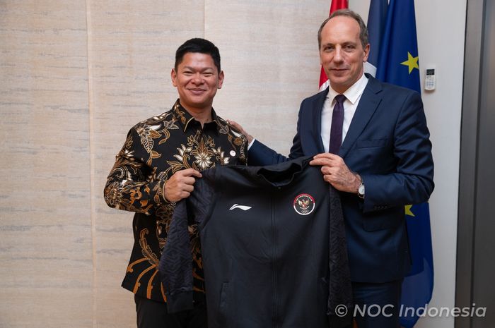 Duta Besar Prancis untuk Indonesia, H.E Fabien Laurent Robert Panone dengan Ketua NOC Indonesia Raja Sapta Oktohari 