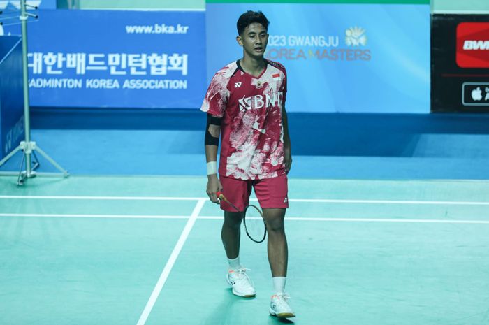  Pebulu tangkis tunggal putra Indonesia, Alwi Farhan harus mengakui keunggulan lawan di perempat final Guwahati Masters 2023