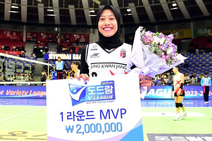 Pebola voli putri Indonesia, Megawati Hangestri Pertiwi menerima penghargaan MVP pada putaran pertama Liga Voli Korea, Kamis (9/11/2023)