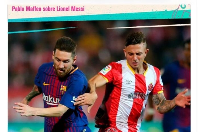 Lionel Messi (kiri) menganggap Pablo Maffeo sebagai bek paling tangguh yang pernah dia hadapi. Kini bek kelahiran Spanyol itu dipanggil timnas Argentina, bukti bahwa bukan cuma timnas Indonesia yang butuh merekrut pemain keturunan.