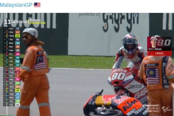 Hasil Moto3 Malaysia 2023 menampilkan perjuangan Mario Aji di mana sesi balapan sempat diwarnai kecelakaan beruntun lima pembalap.