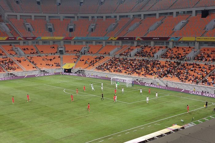 Pertandingan timnas U-17 Amerika Serikat dengan timnas U-17 Korea Selatan pada Piala Dunia U-17 di Jakarta International Stadium, Minggu (12/11/2023).