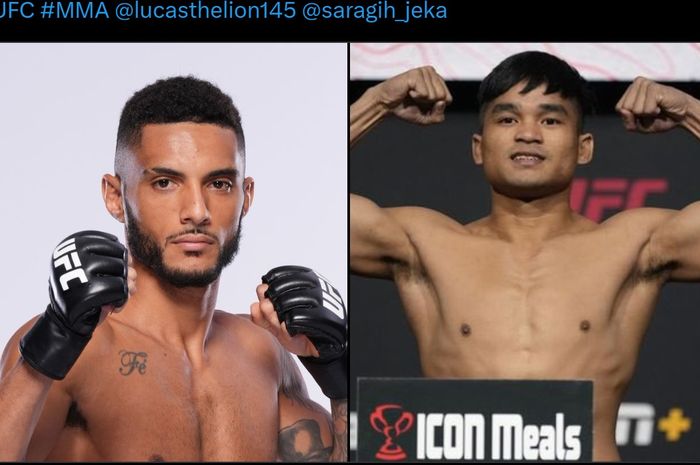 Montase Jeka Saragih (kanan) dan calon lawannya di UFC Vegas 82, Lucas Alexander (kiri).