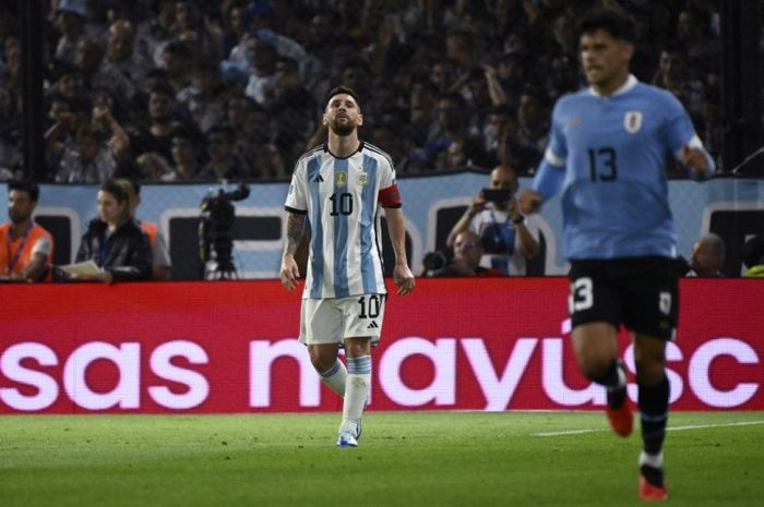 Lionel Messi dalam kekalahan Argentina dari Uruguay apda Kualifikasi Piala Dunia 2026.