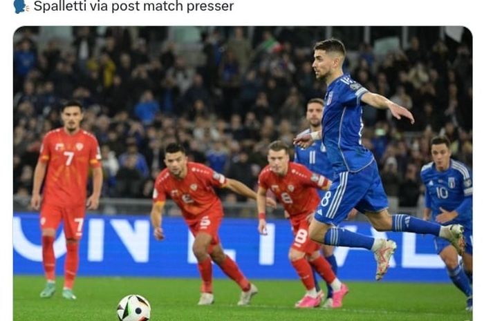 Jorginho kembali gagal cetak gol penalti dalam laga timnas Itala vs Makedonia Utara di Kualifikasi Euro 2024.