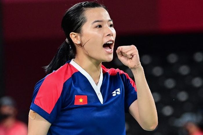 Pebulu tangkis tunggal putri Vietnam, Nguyen Thuy Linh Nguyen, pada Olimpiade Tokyo 2020 di Musashino Forest Sports Plaza, Tokyo,  Jepang, 28 Juli  2021.