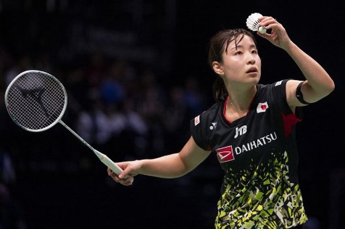 Pebulu tangkis tunggal putri Jepang, Nozomi Okuhara, pada babak perempat final Kejuaraan Dunia 2023 di Kopenhagen, Denmark, 25 Agustus 2023.