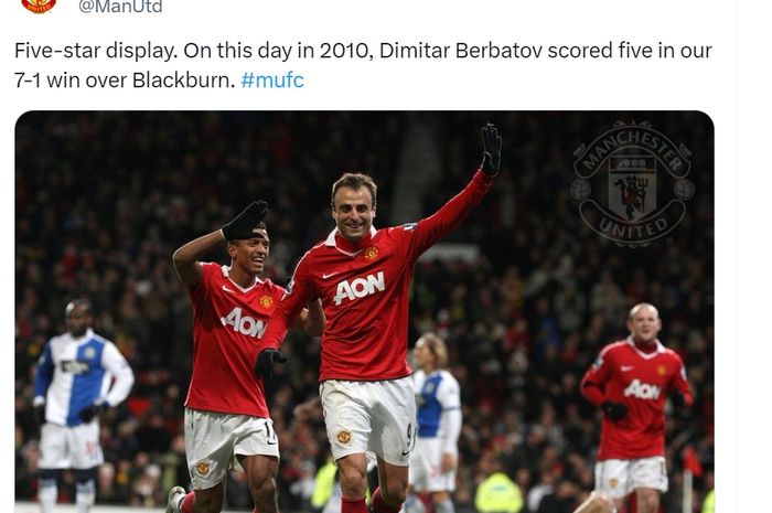 Manchester United mengenang keberhasilan Dimitar Berbatov mencetak 5 gol pada 27 November 2010.