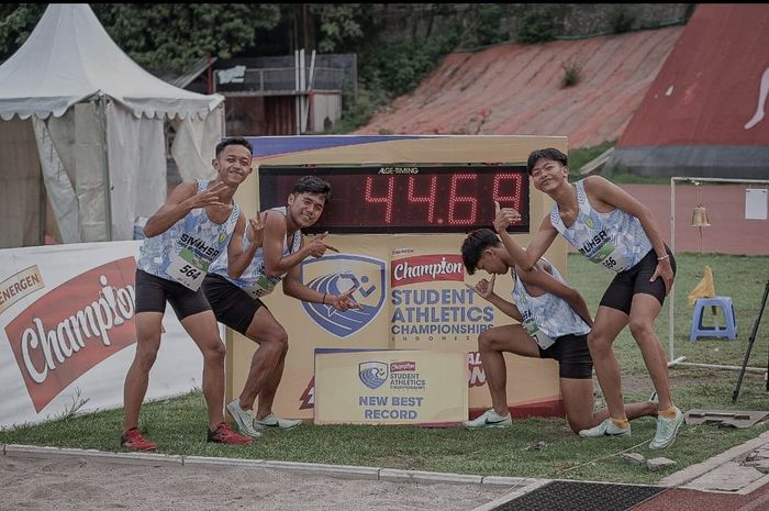 Tim Lari Estafet 4x100 Meter Putra SMK Muhammadiyah 1 Ajibarang Pecahkan Rekor Nasional di Energen Champion SAC Indonesia 2023 