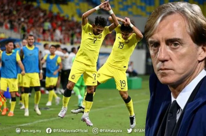 Pelatih Timnas Arab Saudi, Roberto Mancini (kanan), memutuskan membatalkan laga uji coba timnya melawan Malaysia menjelang Piala Asia 2023.
