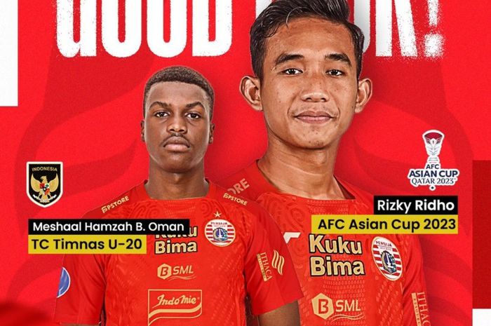 Persija resmi melepas Meshaal Hamzah Basier Osman ke timnas U-20 Indonesia dan Rizky Ridho ke timnas Indonesia.