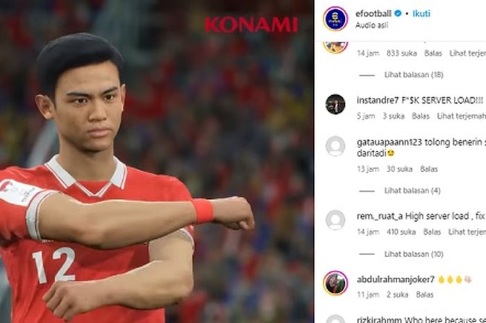 Sosok Pratama Arhan dalam game E-Football 2024 edisi Piala Asia 2023.