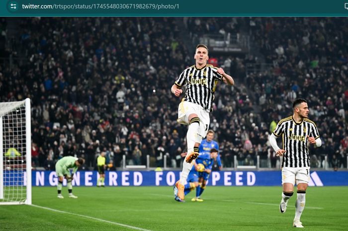 Arkadiusz Milik mencetak hattrick dalam kemenangan telak 4-0 Juventus atas Frosinone di perempat final Coppa Italia 2023-2024, Kamis (11/1/2024) atau Jumat dini hari WIB.