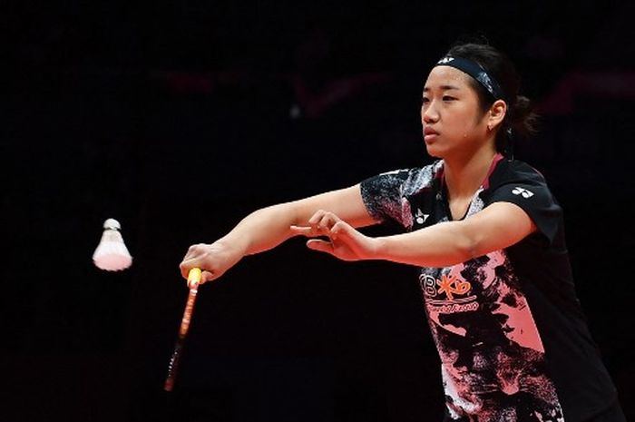 Pebulu tangkis tunggal putri Korea Selatan, An Se-young, pada BWF World Tour Finals 2023 di Hangzhou Sports Center Gymnasium, China, 13 Desember 2023.
