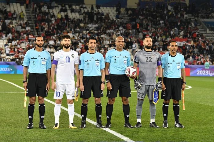 Susana jelang kick off laga timnas Uzbekistan vs timnas Suriah, pada laga penyisihan Grup B Piala Asia 2023, Minggu (14/1/2024).
