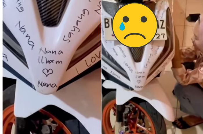 Viral cewek coret motor pacarnya biar nggak selingkuh