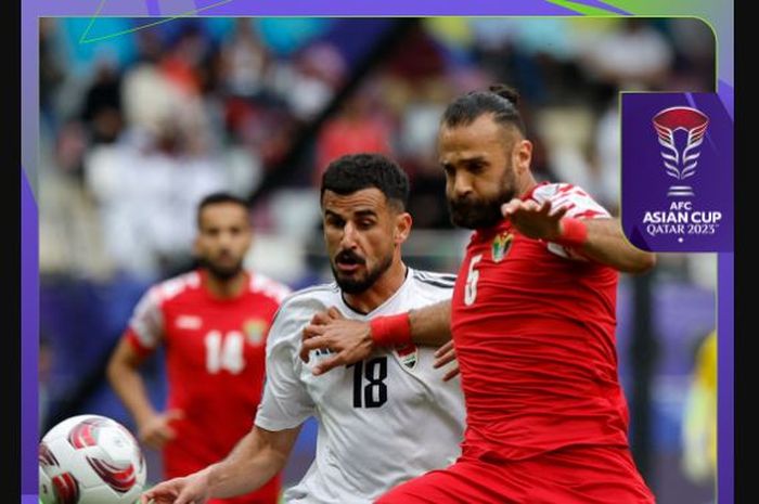 Suasana pertandingan Timnas Irak versus Timnas Yordania di babak 16 besar Piala Asia 2023.