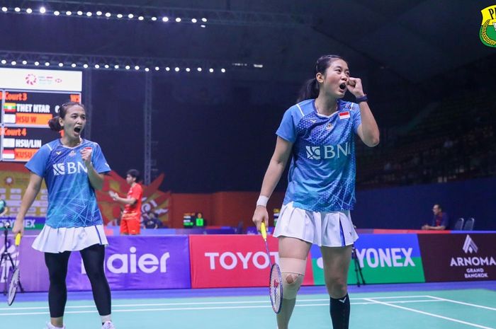 Ganda putri Indonesia, Febriana Dwipuji Kusuma/Amalia Cahaya Pratiwi, lolos dari babak kedua Thailand Masters 2024 di Bangkok, Thailand, 1 Februari 2024.