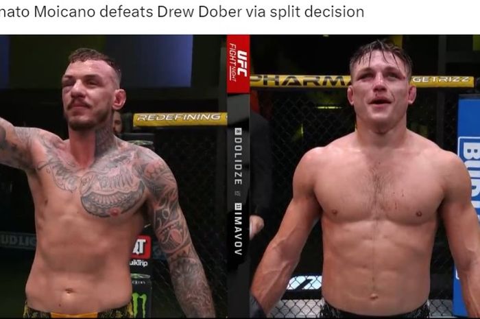 Momen saksi keganasan Islam Makhachev, Drew Dober (kanan) dinyatakan kalah pada UFC Vegas 85.