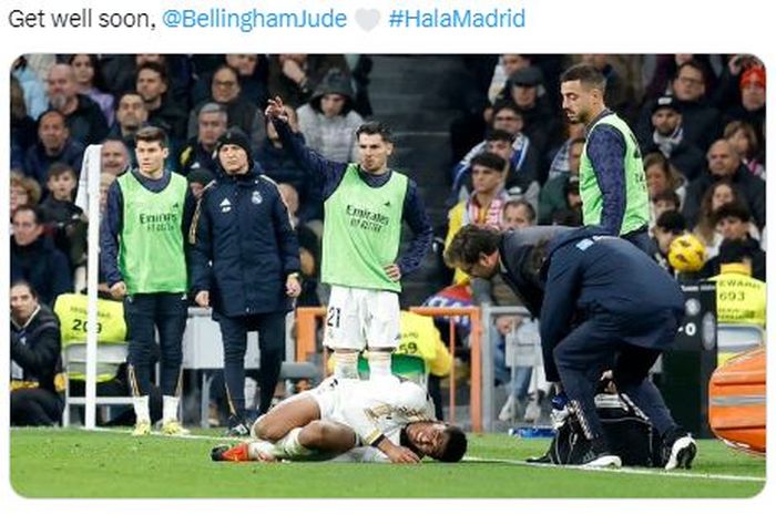 Gelandang Real Madrid, Jude Bellingham, mengalami cedera pergelangan kaki.