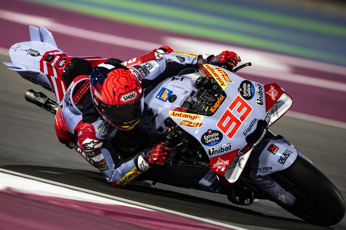 Pembalap Gresini, Marc Marquez,  pada hari kedua tes pramusim MotoGP 2024 di Sirkuit Lusail, Qatar, Selasa (20/2/2024).