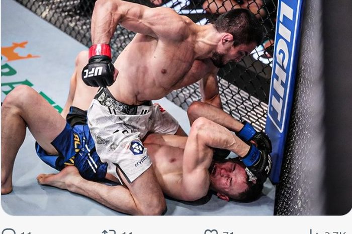 Umar Nurmagomedov menang atas Bekzat Almakhan di UFC Vegas 87, Sabtu (2/3/2024). 