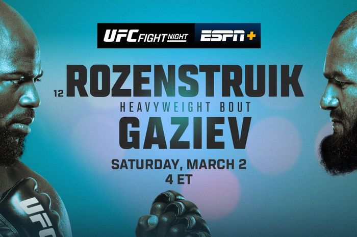 Duel Jairzinho Rozenstruik melawan Shamil Gaziev menjadi laga utama UFC Vegas 87, Minggu (3/3/2024) WIB.