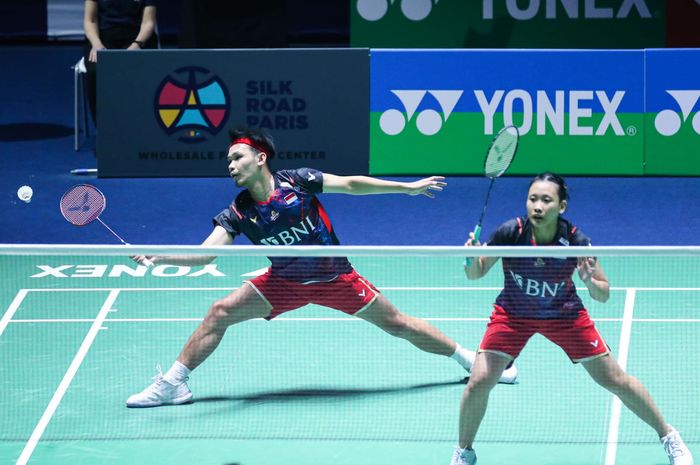 Pasangan ganda campuran Indonesia, Rinov Rivaldy/Pitha Haningtyas Mentari, tersisih pada babak pertama Swiss Open 2024