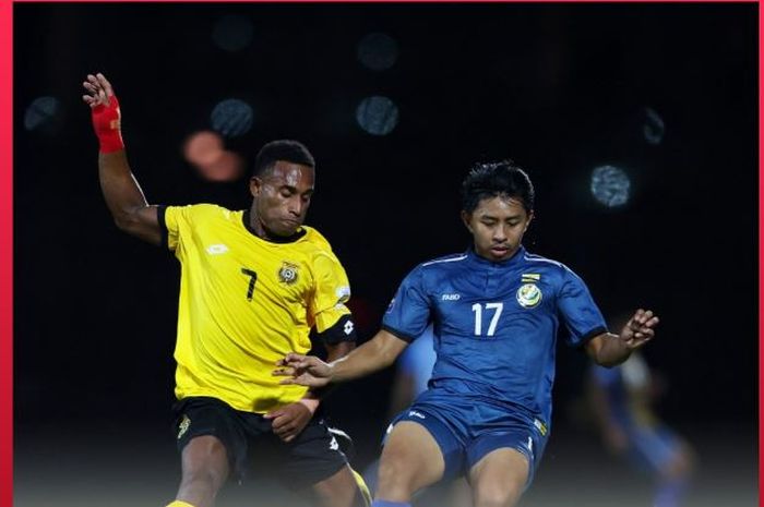 Suasana pertandingan Brunei Darussalam versus Vanuatu di laga Seri FIFA 2024.