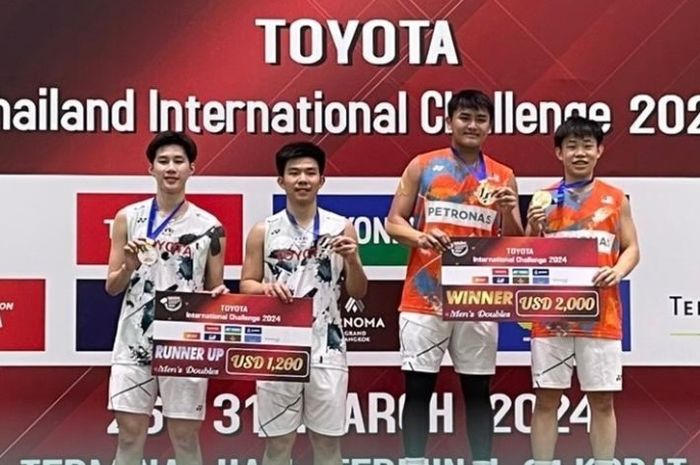 Ganda putra muda Malaysia, Aaron Tai/Kang Khai Xing berhasil menjadi juara pada Thailand International Challenge 2024 di Nakhon Ratchasima, Thailand, Minggu (31/3/2024).