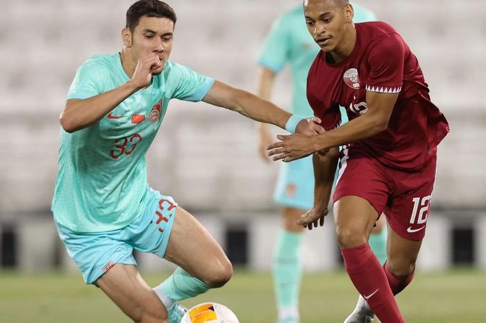 Suasana laga uji coba Qatar U-23 vs China  U-23 sebelum turnamen Piala Asia U-23 2024