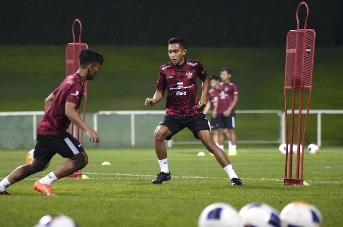 Rayhan Hannan saat menjalani sesi latihan bersama timnas U-23 Indonesia.