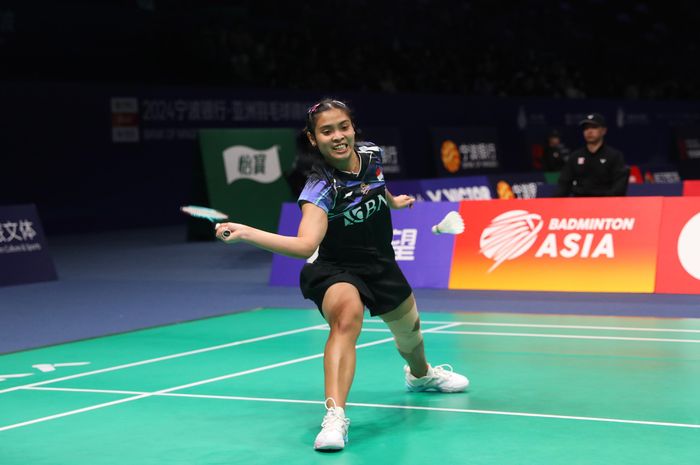 Tunggal putri Indonesia, Gregoria Mariska Tunjung, saat tampil pada babak pertama Kejuaraan Asia 2024 di Ningbo, China, 10 April 2024.