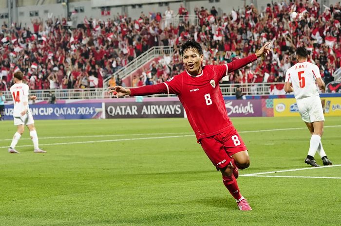 Witan Sulaeman setelah mencetak gol ke gawang Yordania.