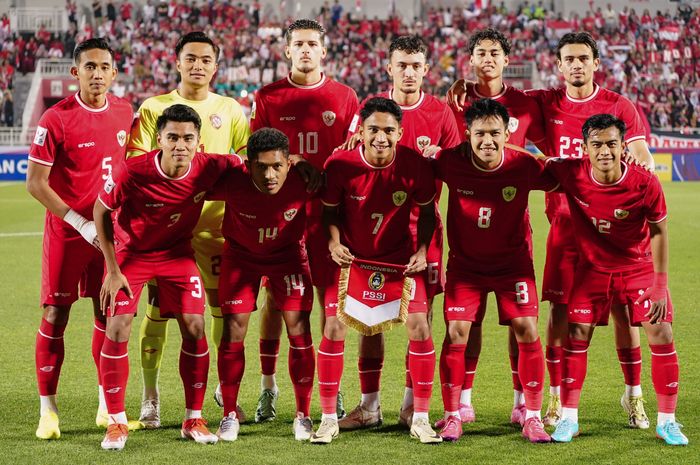 Skuad Timnas U-23 Indonesia saat menghadapi Yordania di laga terakhir Grup A Piala Asia U-23 2024.