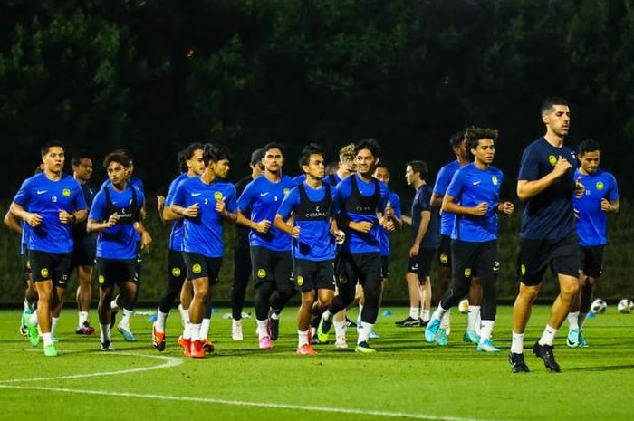 Timnas U-23 Malaysia menjalani sesi latihan menjelang laga terakhir fase grup Piala Asia U-23 2024 melawan Kuwait.