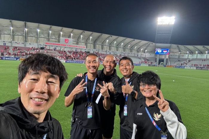 Staf pelatih timnas U-23 Indonesia yang beberapa orang berasal dari Korea Selatan
