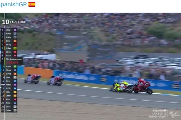 Momen Francesco Bagnaia terjatuh pada sprint race MotoGP Spanyol 2024.