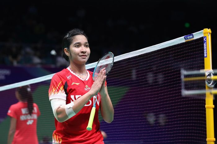 Ester Nurumi Tri Wardoyo saat tampil pada laga perdana penyisihan Grup C Uber Cup 2024 di Hi-Tech Zone Sports Centre Gymnasium, Chengdu, Sichuan, China, Sabtu (27//4/2024) 