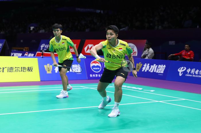 Apriyani Rahayu/Siti Fadia Silva Ramadhanti menyumbang poin kedua bagi Indonesia pada perempat final Uber Cup 2024 melawan Thailand