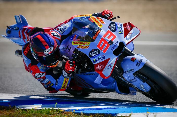 Pembalap Gresini Racing, Marc Marquez, tampil heroik pada sesi sprint MotoGP Prancis 2024