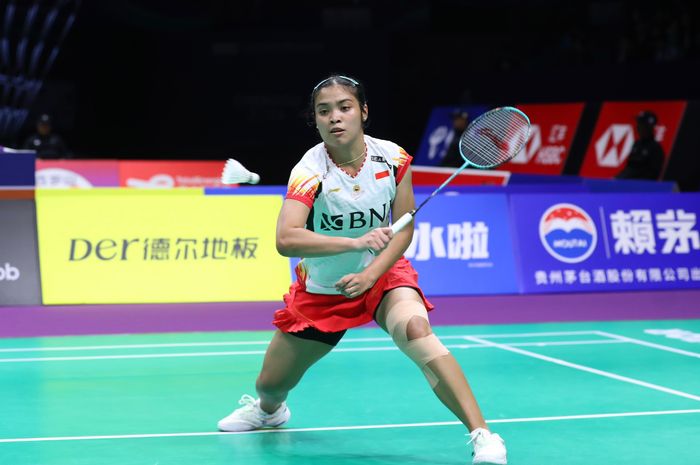 Gregoria Mariska Tunjung berhasil meraih poin pertama untuk Indonesia pada babak perempat final Uber Cup 2024 melawan Thailand