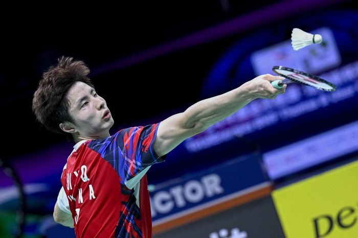 Pebulu tangkis tunggal putra, Shi Yu Qi menyumbang poin pertama untuk China atas India pada perempat final saat menghadapi Prannoy H. S di Hi-Tech Zone Sports Centre, Chengdu, China, Kamis (2/5/2024).