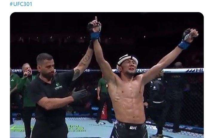 Myktybek Orolbai meraih kemenangan atas Elves Brener di UFC 301, Minggu (5/5/2024) di Rio de Janeiro.