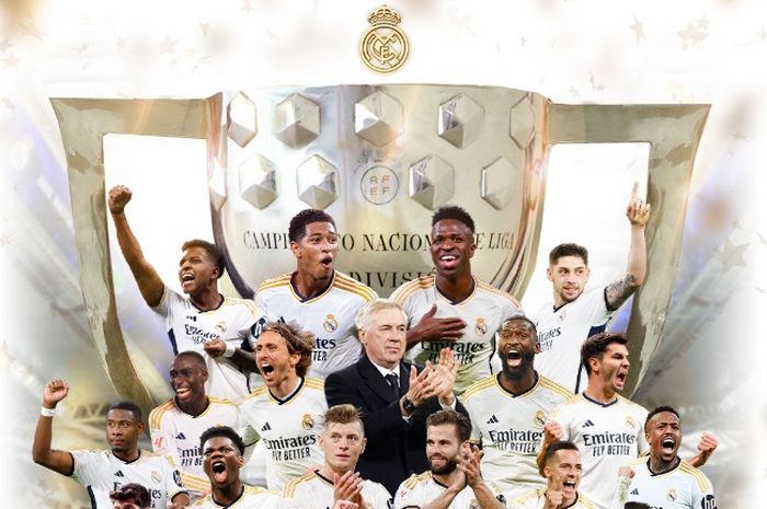 Real Madrid resmi menyandang status juara Liga Spanyol 2023-2024.
