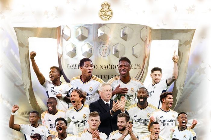 Real Madrid resmi menyandang status juara Liga Spanyol 2023-2024.