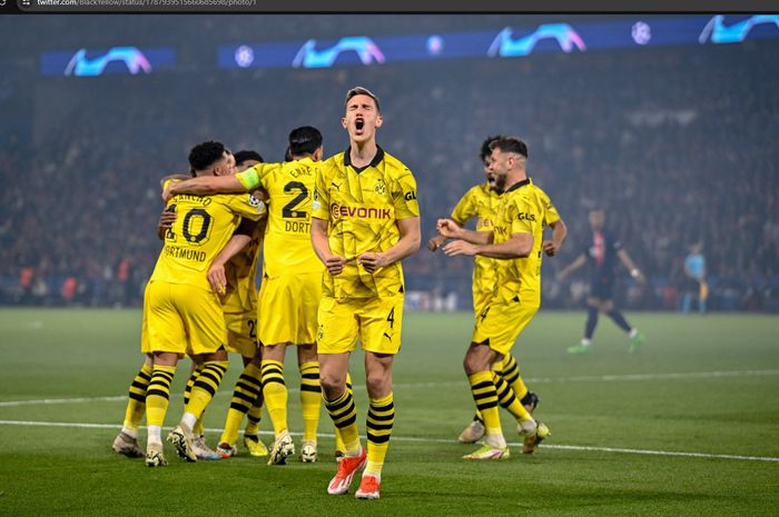 Borussia Dortmund berhasil lolos ke final Liga Champions 2023-2024 setelah mengalahkan Paris Saint-Germain di Stadion Parc des Princes, Selasa (7/5/2024).