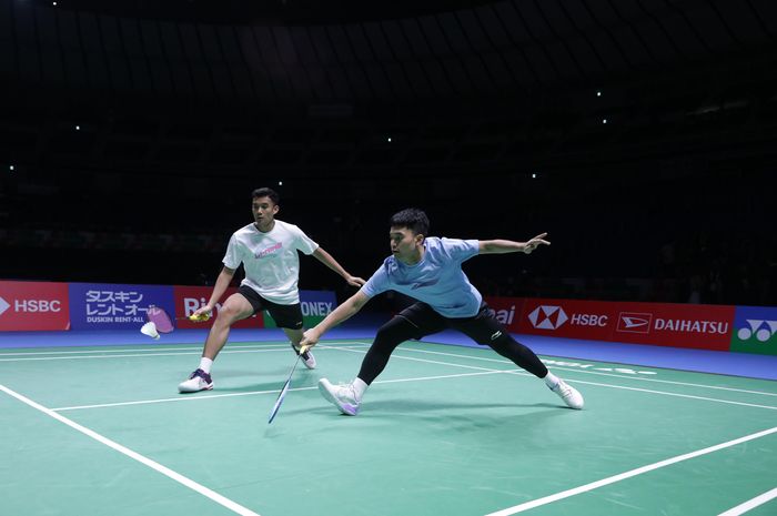 Ganda putra baru Indonesia, Leo Rolly Carnando/Bagas Maulana berlatih di Yokohama Arena jelang Japan Open 2024